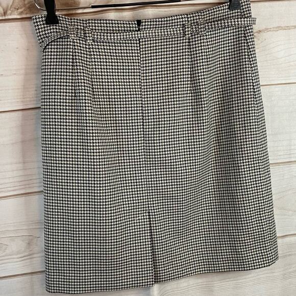 H&M Black & White Houndstooth Print Mini Pencil Skirt Size 12 - Picture 2 of 6